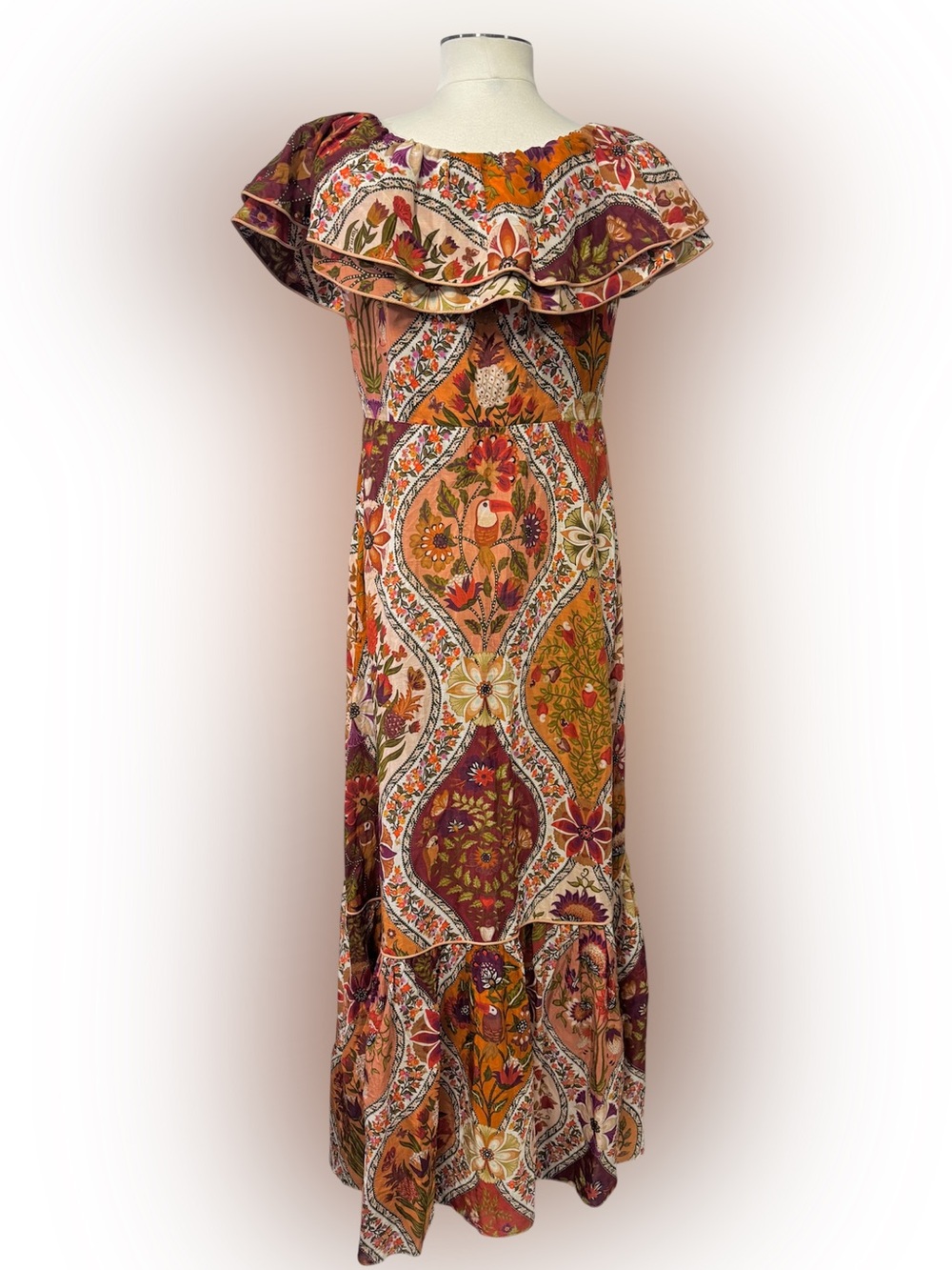 NWT AUTH FARM RIO Fall Romantic Nature Off-Shoulder Maxi Dress Medium Pockets - Picture 4 of 14